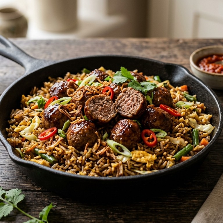 Engelse nasi-bami-gehaktballen
