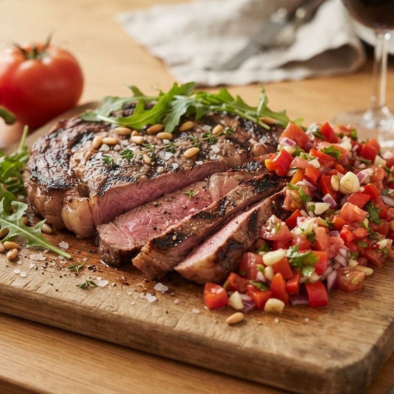 Entrecôte met tomaten-paprikasalsa
