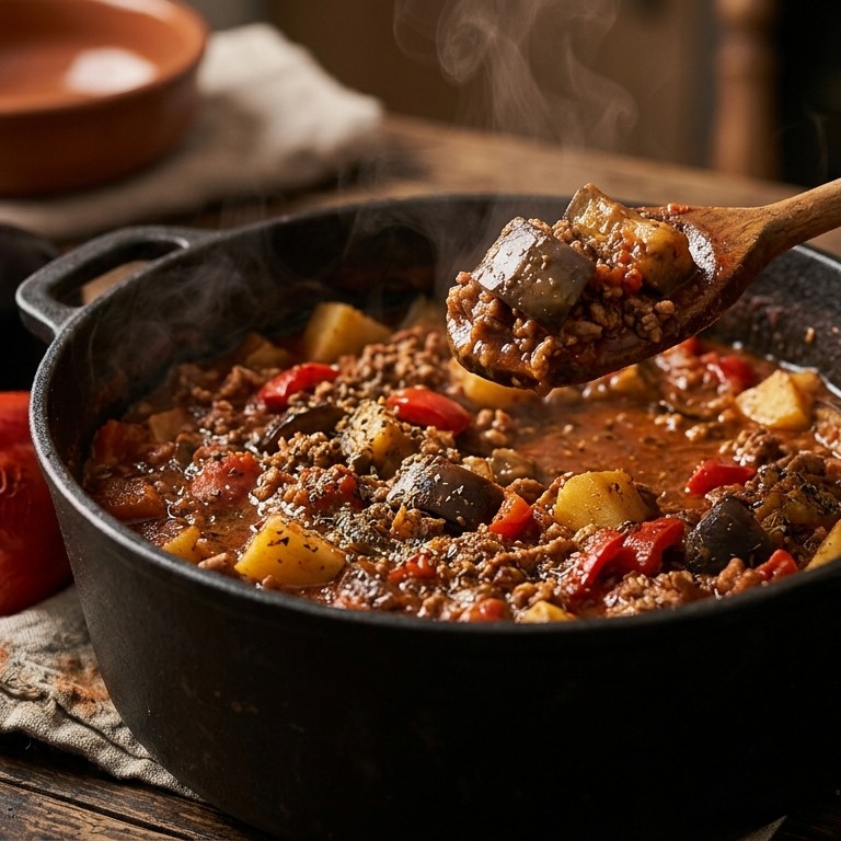 Fantasiestoof met aubergine
