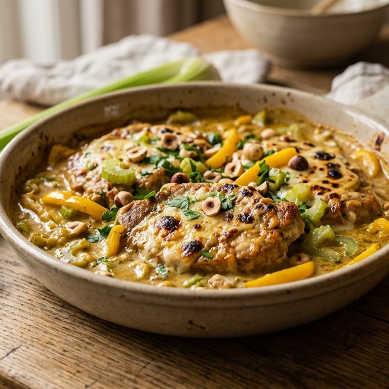 Filetlapjes met bleekselderij en paprika