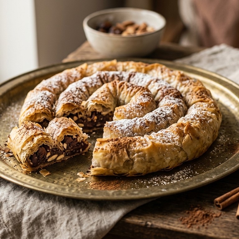 Filorol met chocolade, dadels en amandelen