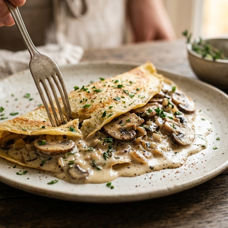 Flensjes met champignonragout