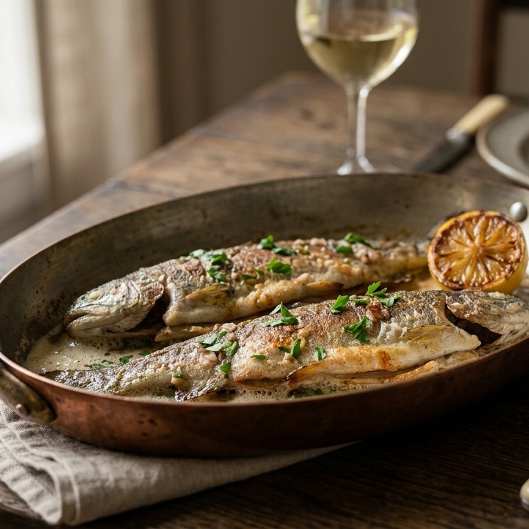 Forel in de witte wijn