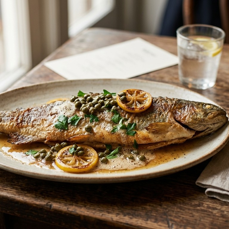 Forel met citroen en kappertjes