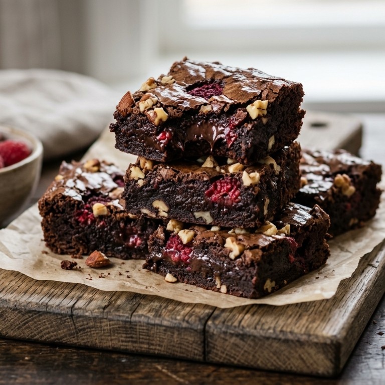 Frambozen-brownies met noten