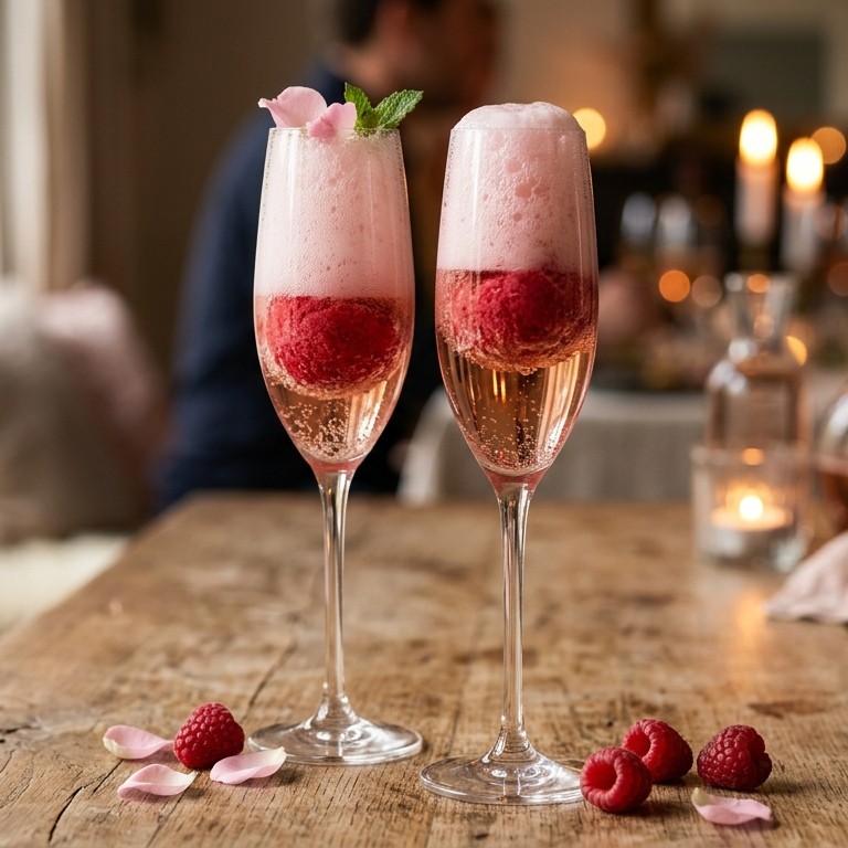 Frambozen champagne spoom