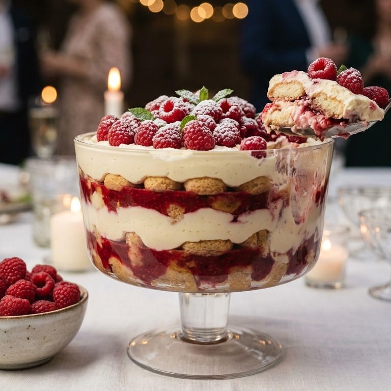 Frambozen- mascarpone triffle voor buffet