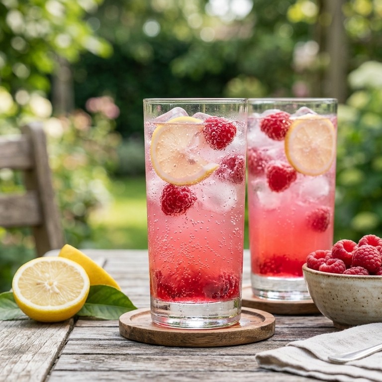 Frambozendrankje met bruiswater