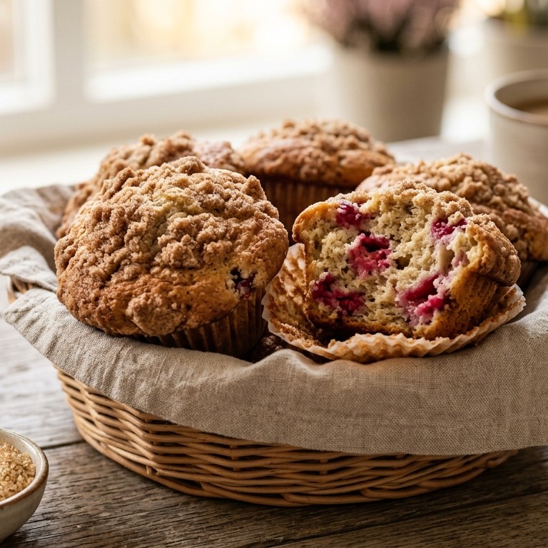 Frambozenmuffins voor een brunch