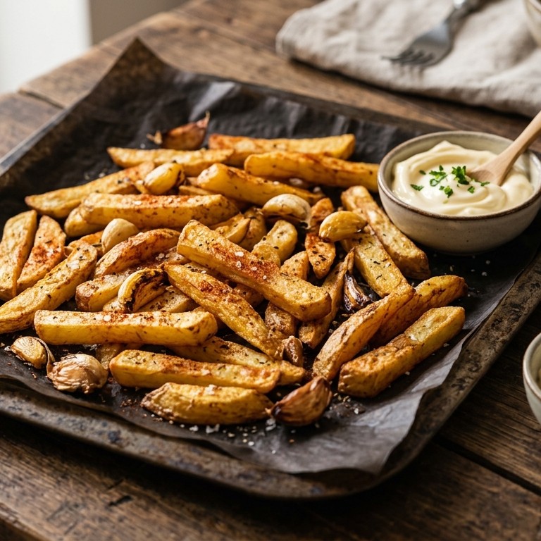 Frietjes met paprika en knoflook uit de oven