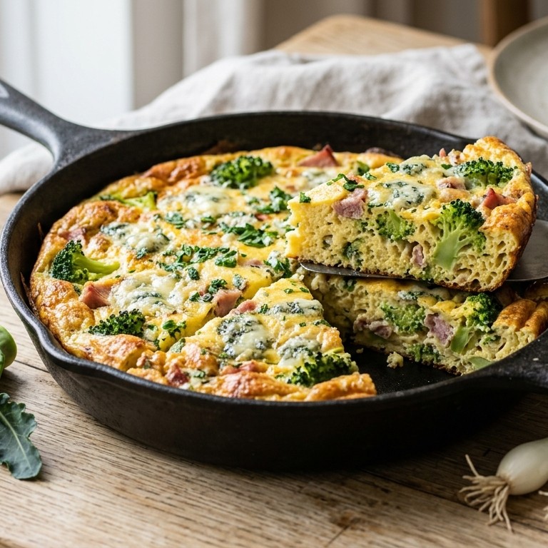 Frittata met broccoli en ham