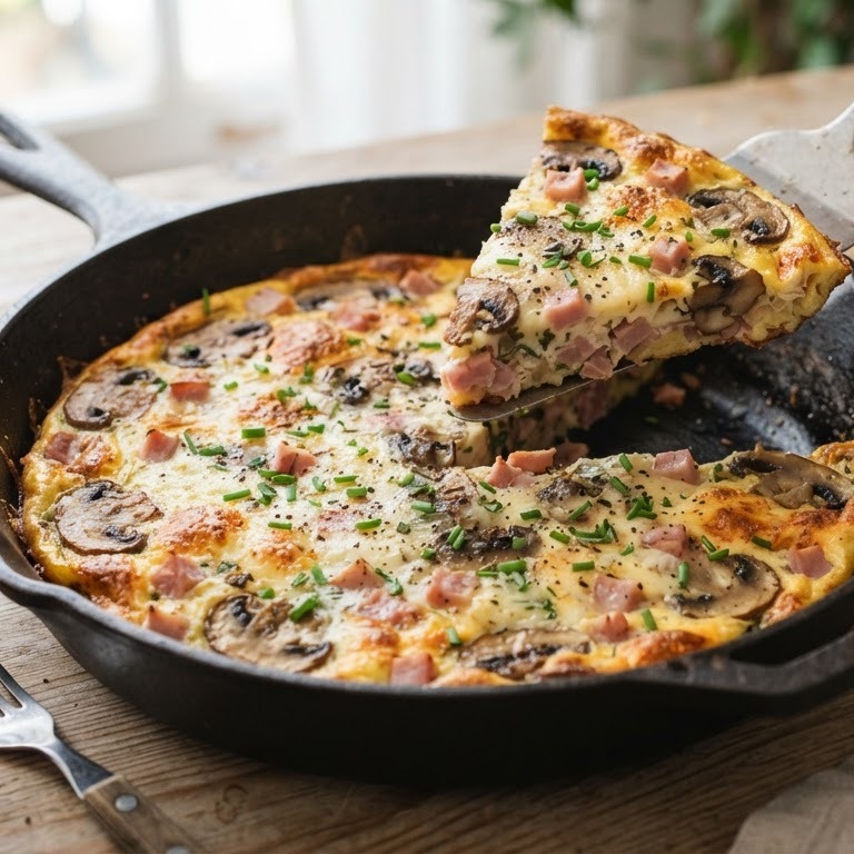 Frittata met champignons en ham