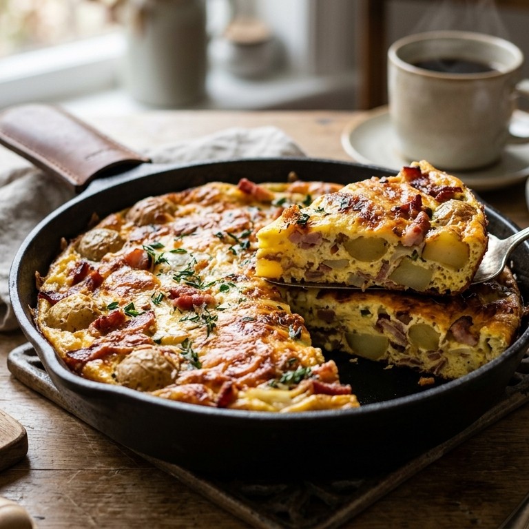 Frittata met spekjes en aardappel voor 2 personen