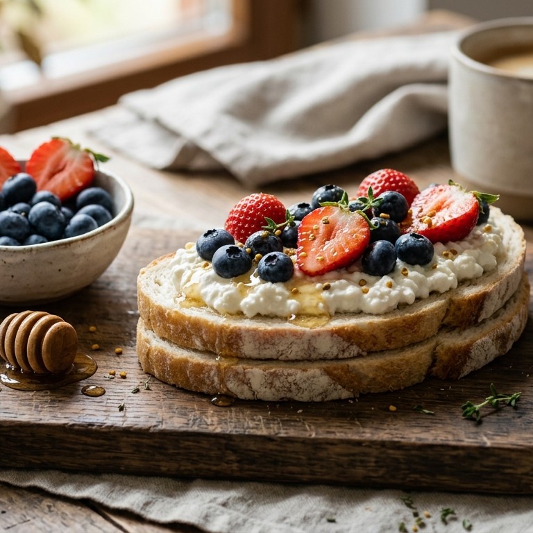 Fruitboterham met hüttenkäse