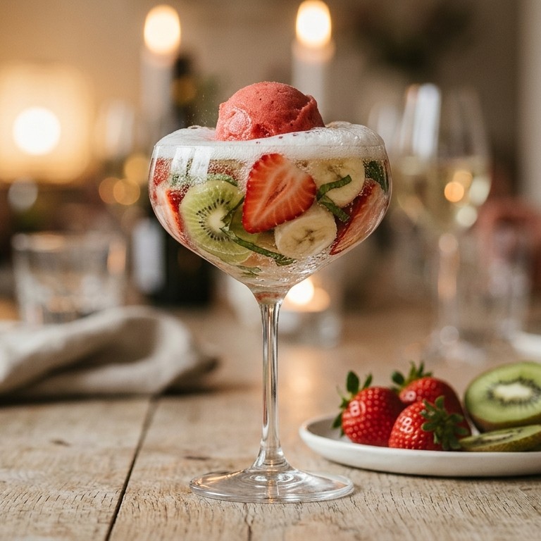 Fruitcoupe met prosecco