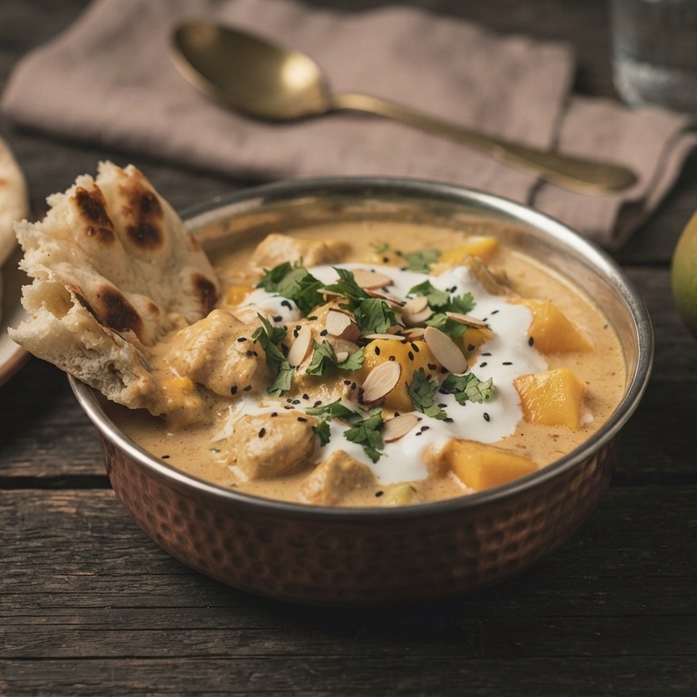 Fruitige kipcurry met naanbrood