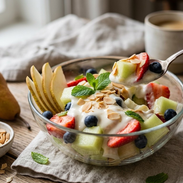 Fruitsalade met yoghurt-honingsaus