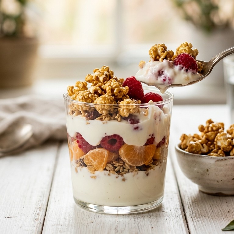 Fruittrifle met popcorn
