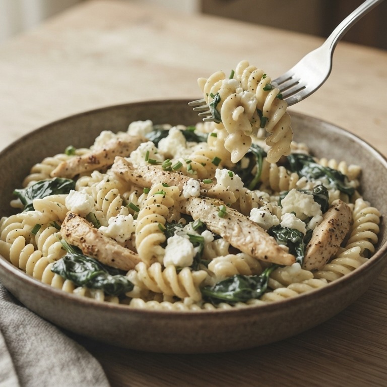 Fusilli met spinazie, citroen en slagroom