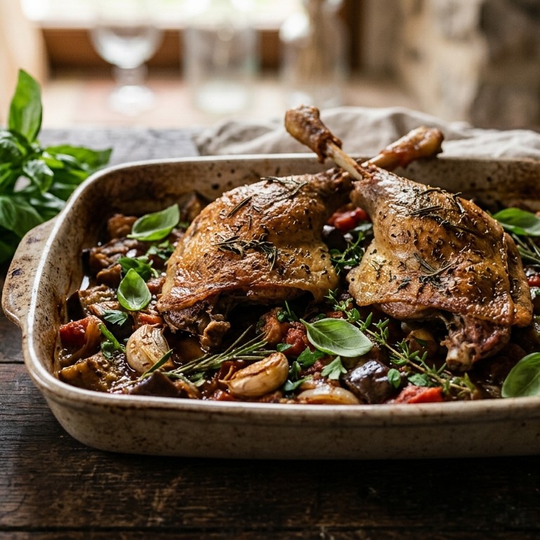 Ganzenbout met aubergine