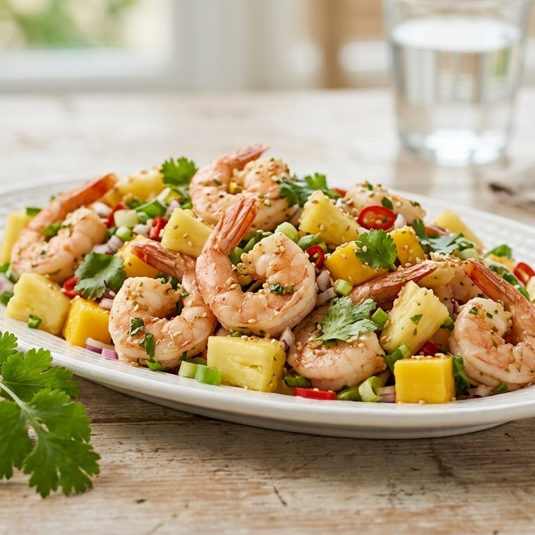 Garnalen en ananas-mangosalade