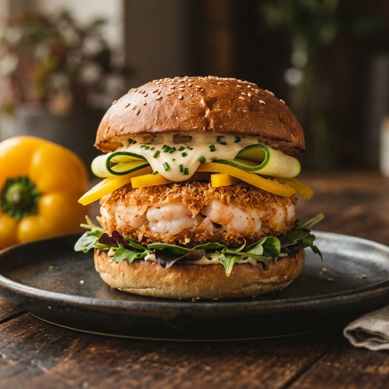 Garnalen hamburger met Japanse mayonaise