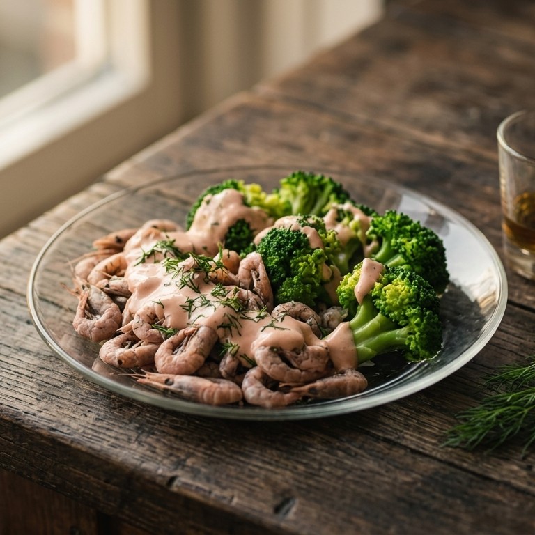 Garnalen met broccoli en wiskeysaus