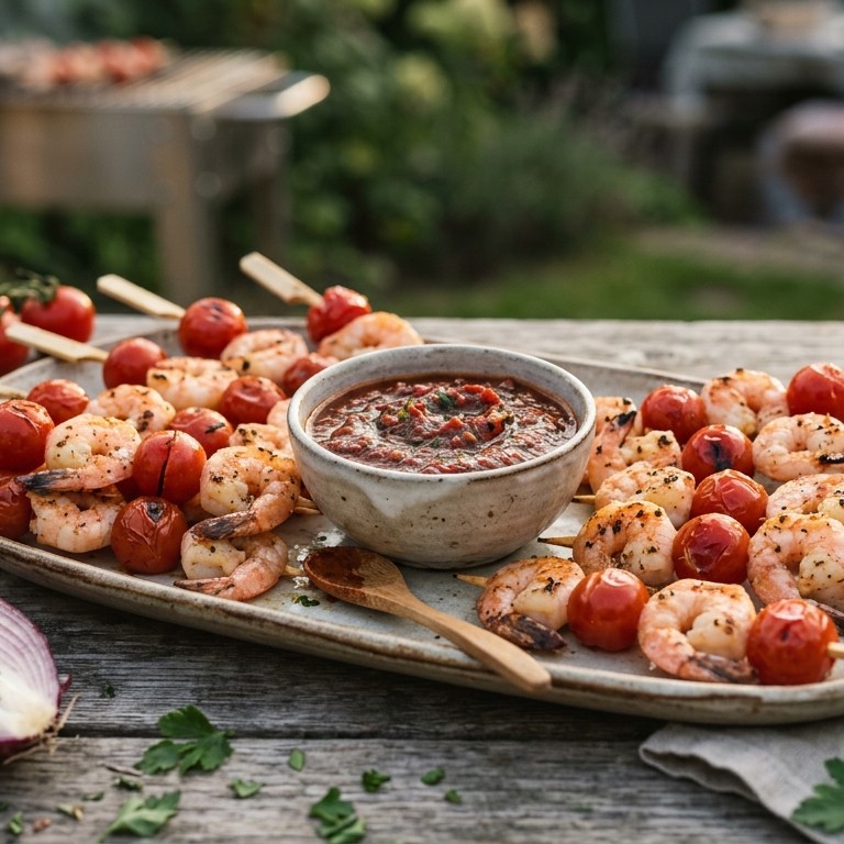 Garnalenspiesjes met chilisaus