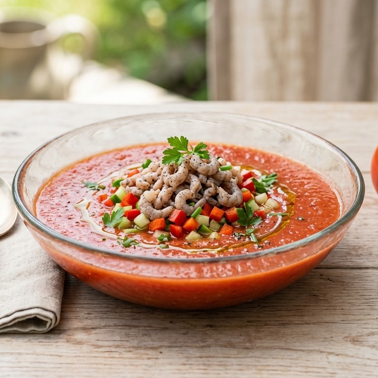 Gazpacho met grijze garnalen
