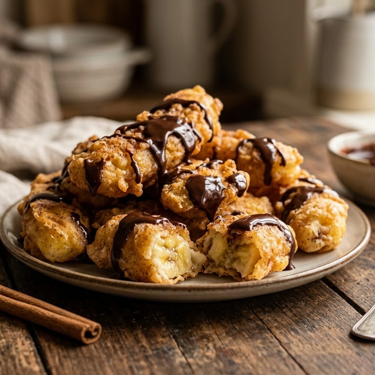 Gebakken banaan met chocoladesaus