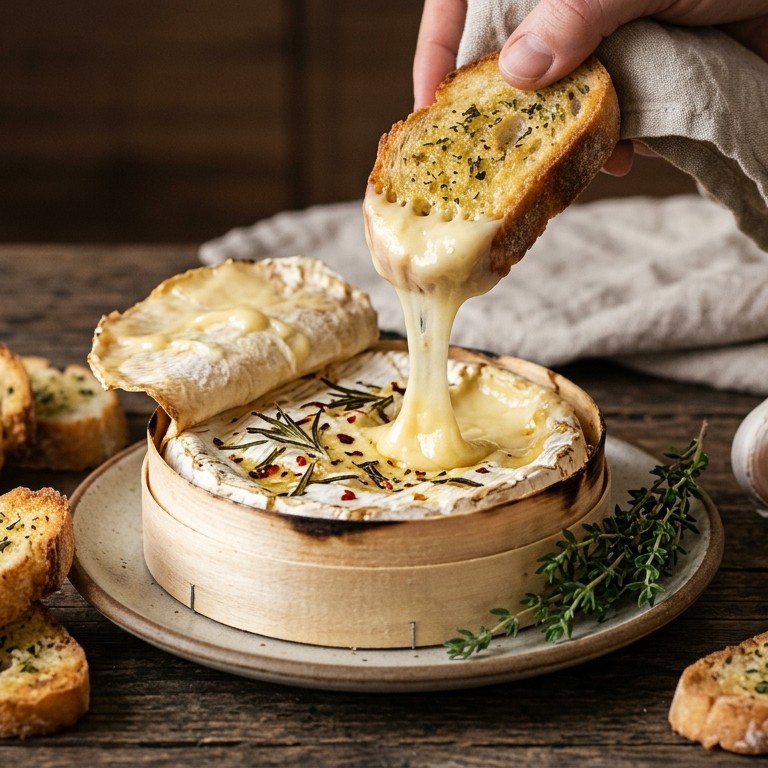 Gebakken Camembert met knoflooktoast