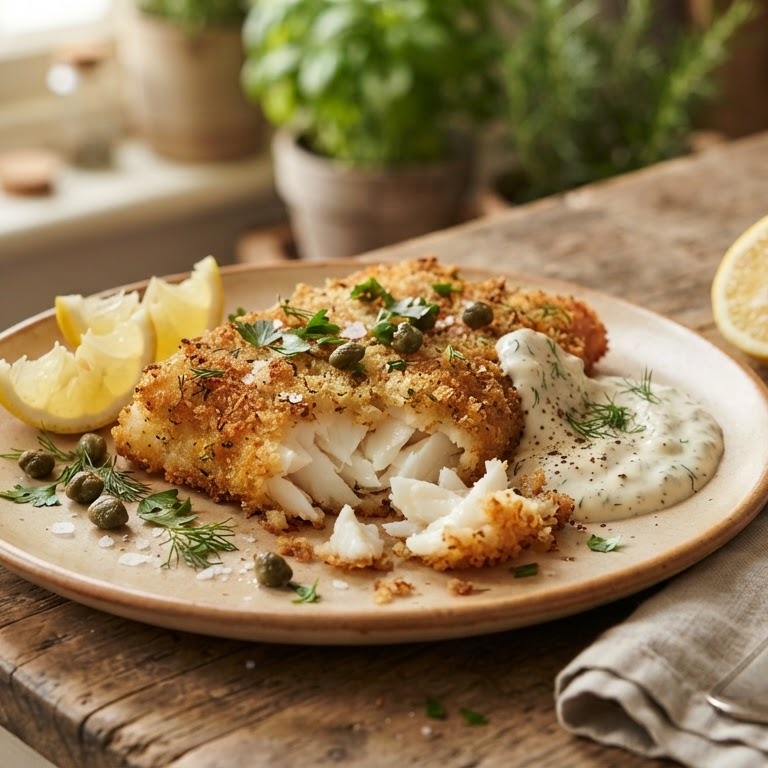 Gebakken kabeljauwfilet met knoflookyoghurt