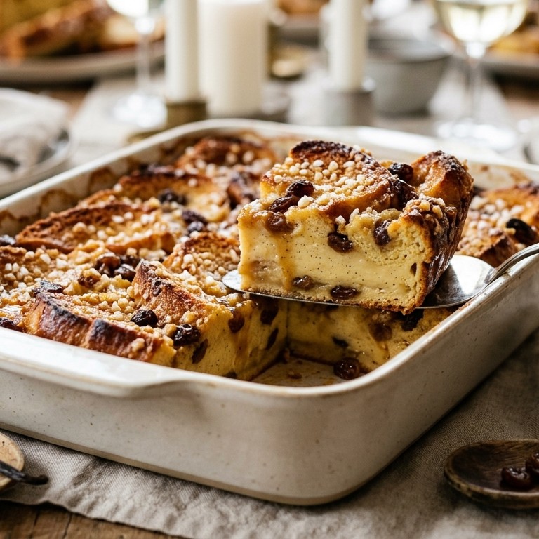 Gebakken suikerbroodpudding voor buffet