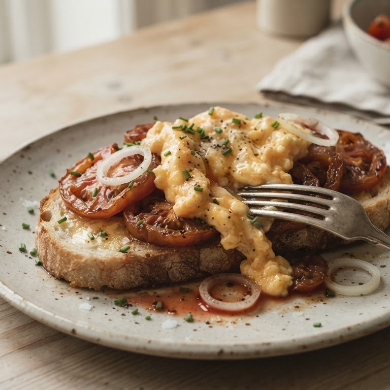 Gebakken tomaten op brood