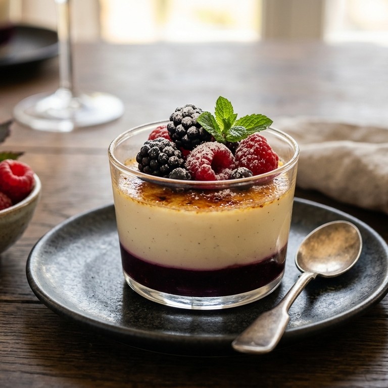 Gebrande bosvruchten panna cotta