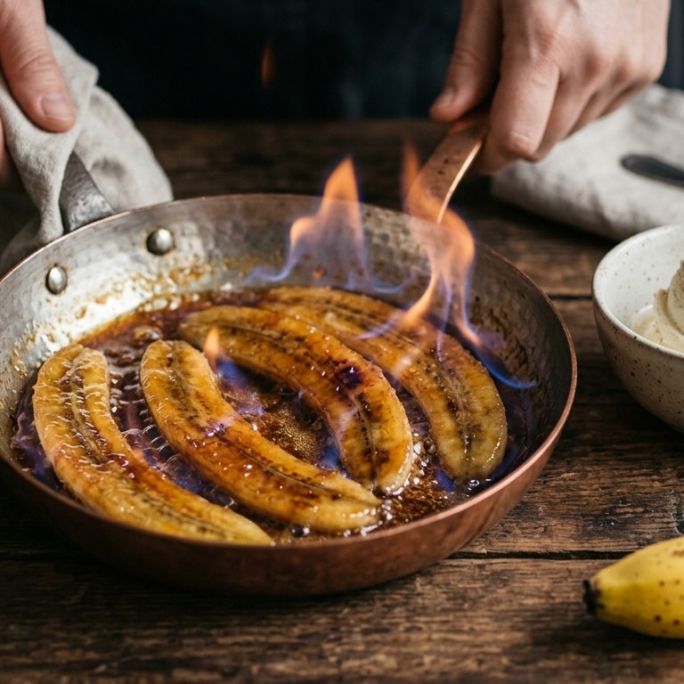 Geflambeerde bananen