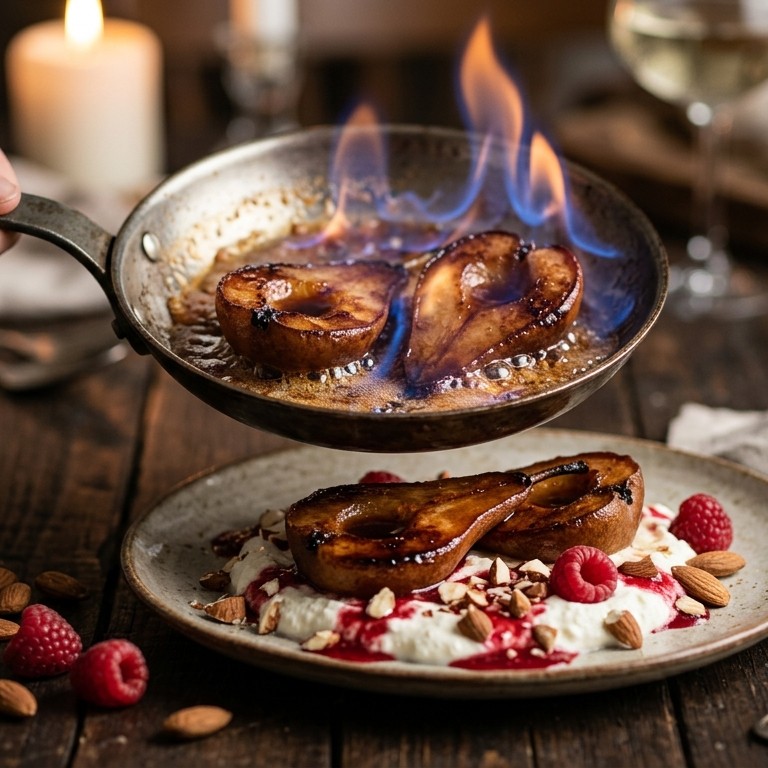 Geflambeerde peren