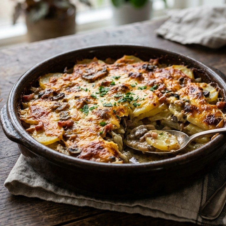 Gegratineerde aardappelschotel met Goudse kaas