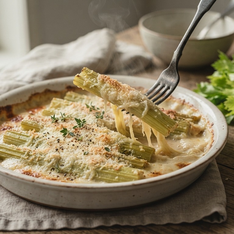 Gegratineerde bleekselderij