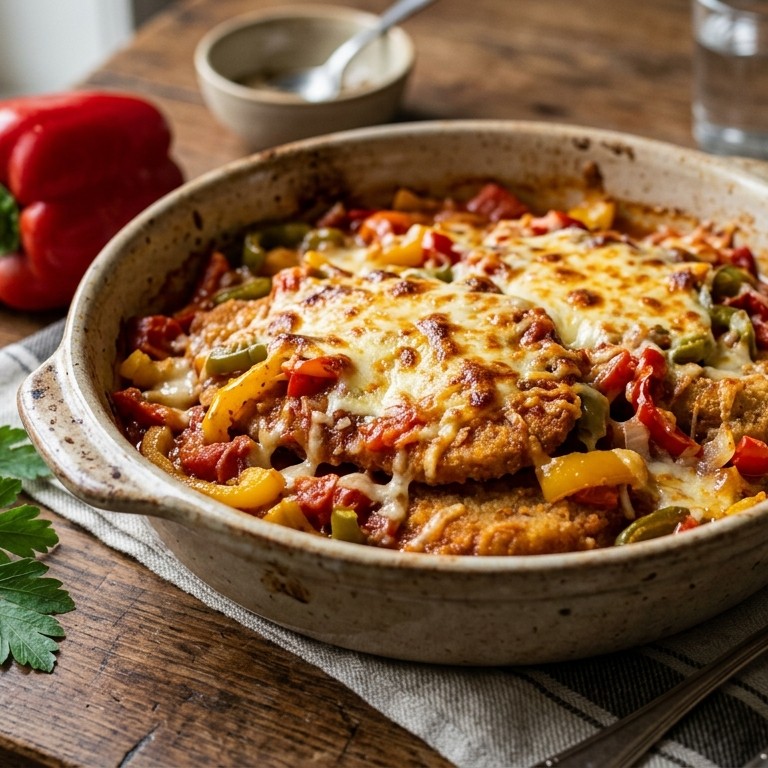 Gegratineerde zigeunerschnitzel