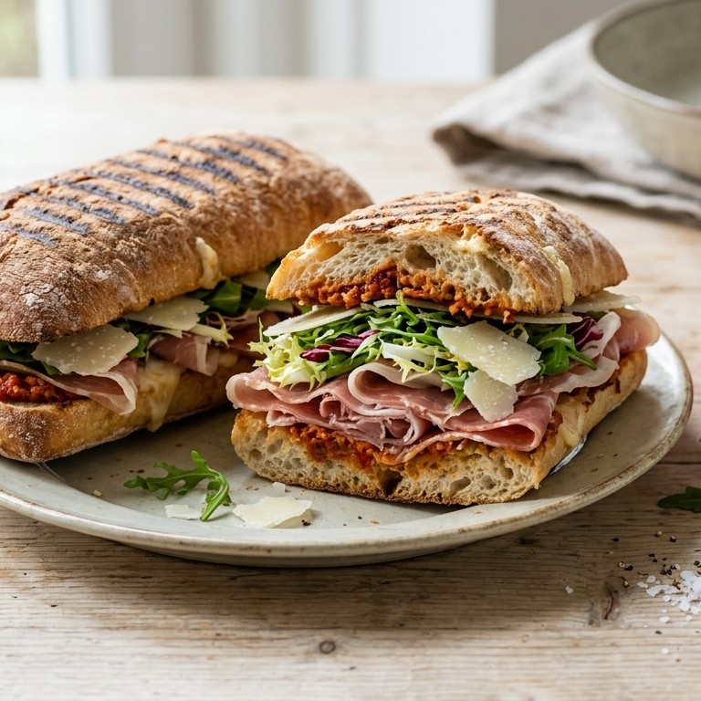 Gegrild ciabattabroodje parmaham en kaas