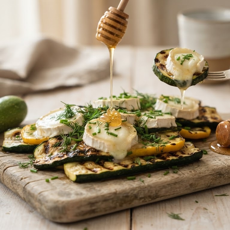 Gegrilde courgette met geitenkaas