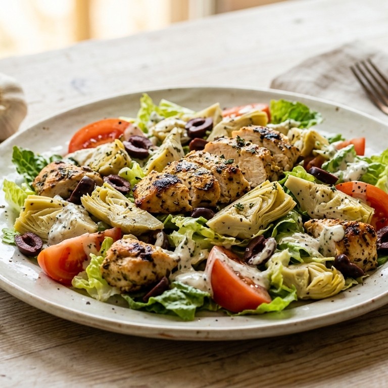 Gegrilde kipsalade met artisjokken