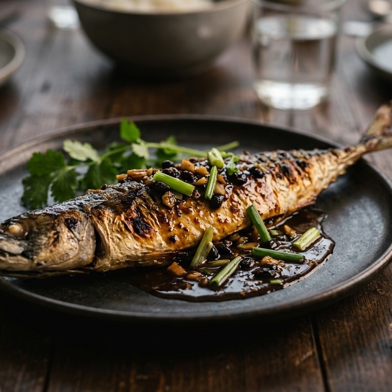 Gegrilde Makreel met zwarte bonensaus