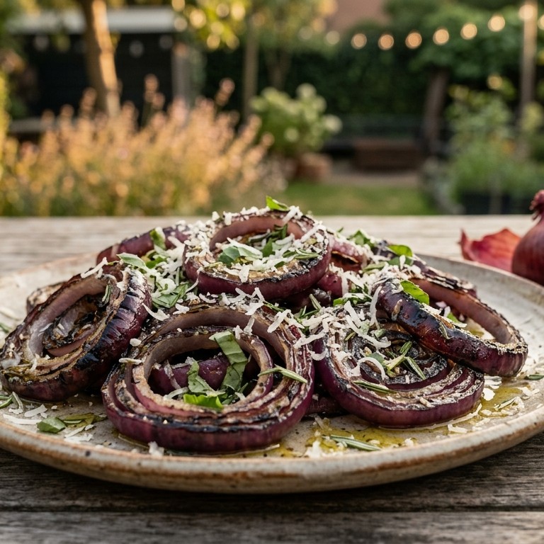 Gegrilde uiensalade op de BBQ