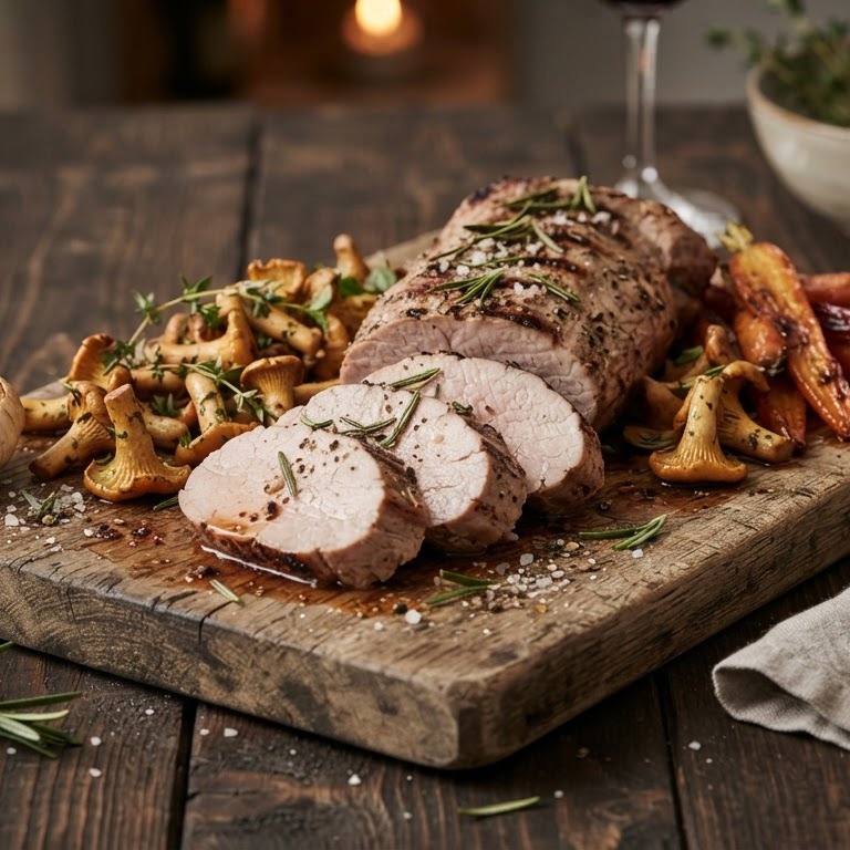 Gegrilde varkenshaas met knoflook en rozemarijn