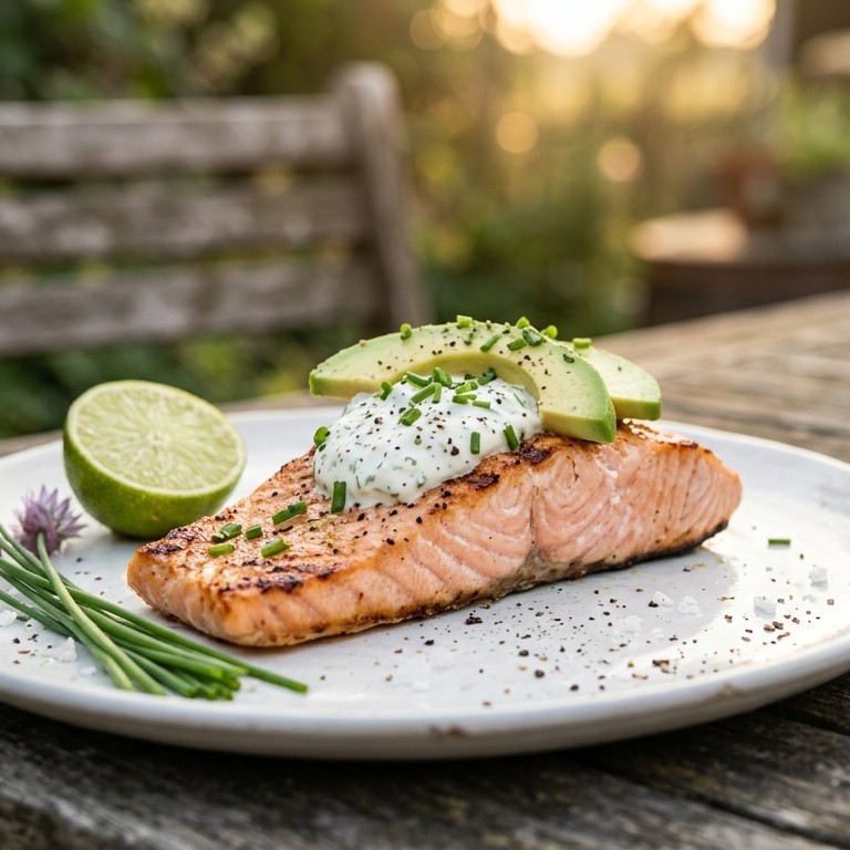 Gegrilde zalm met avocado