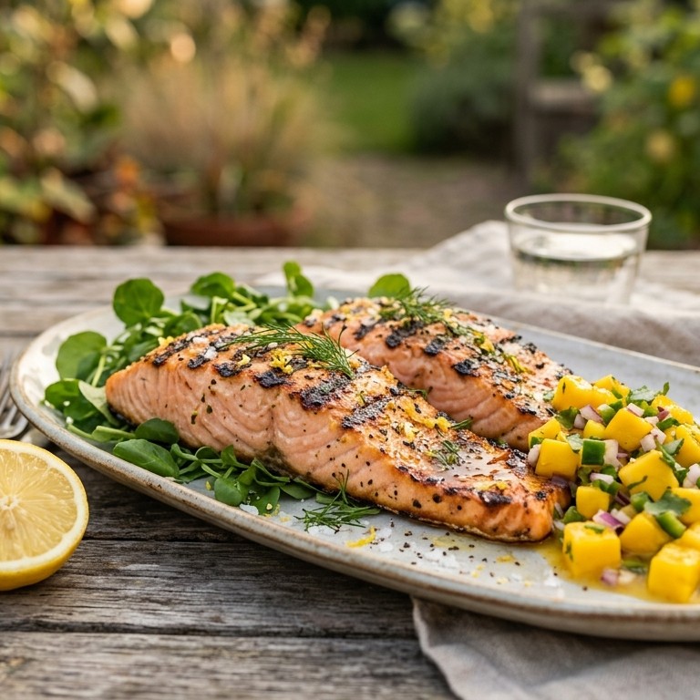 Gegrilde zalm met mangosaus