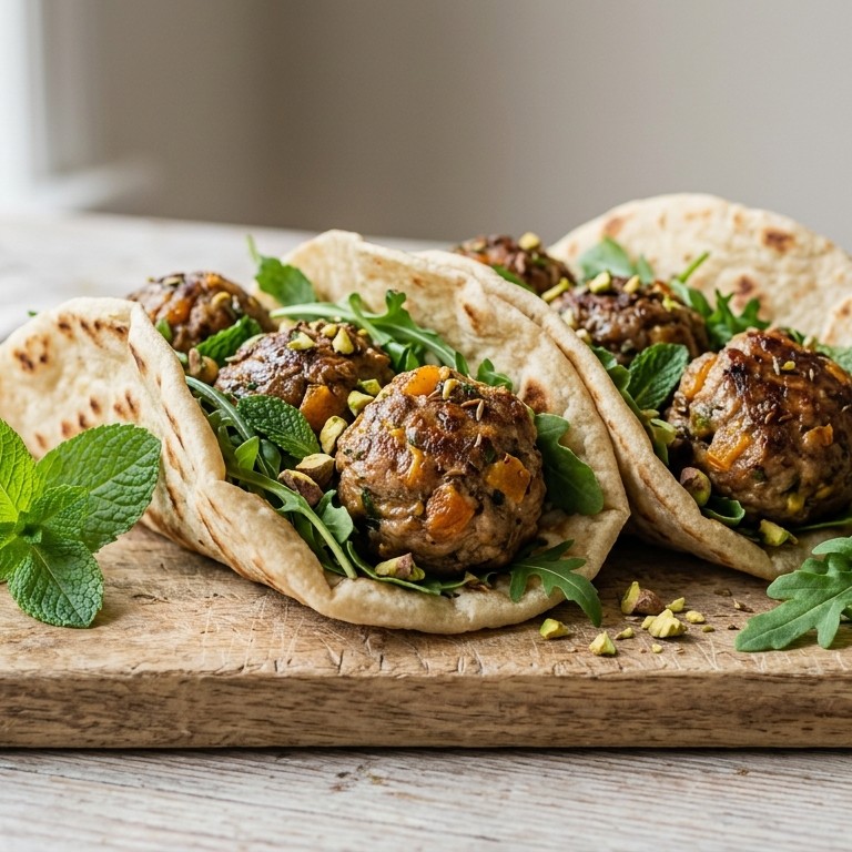Gehakballetjes met abrikozen en pistachenoten