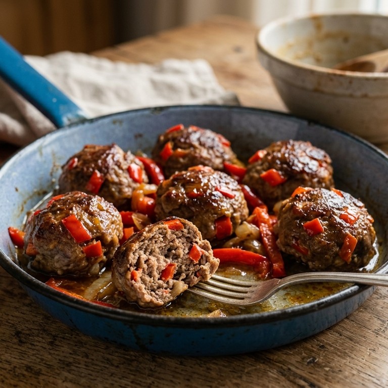 Gehaktballen met rode paprika